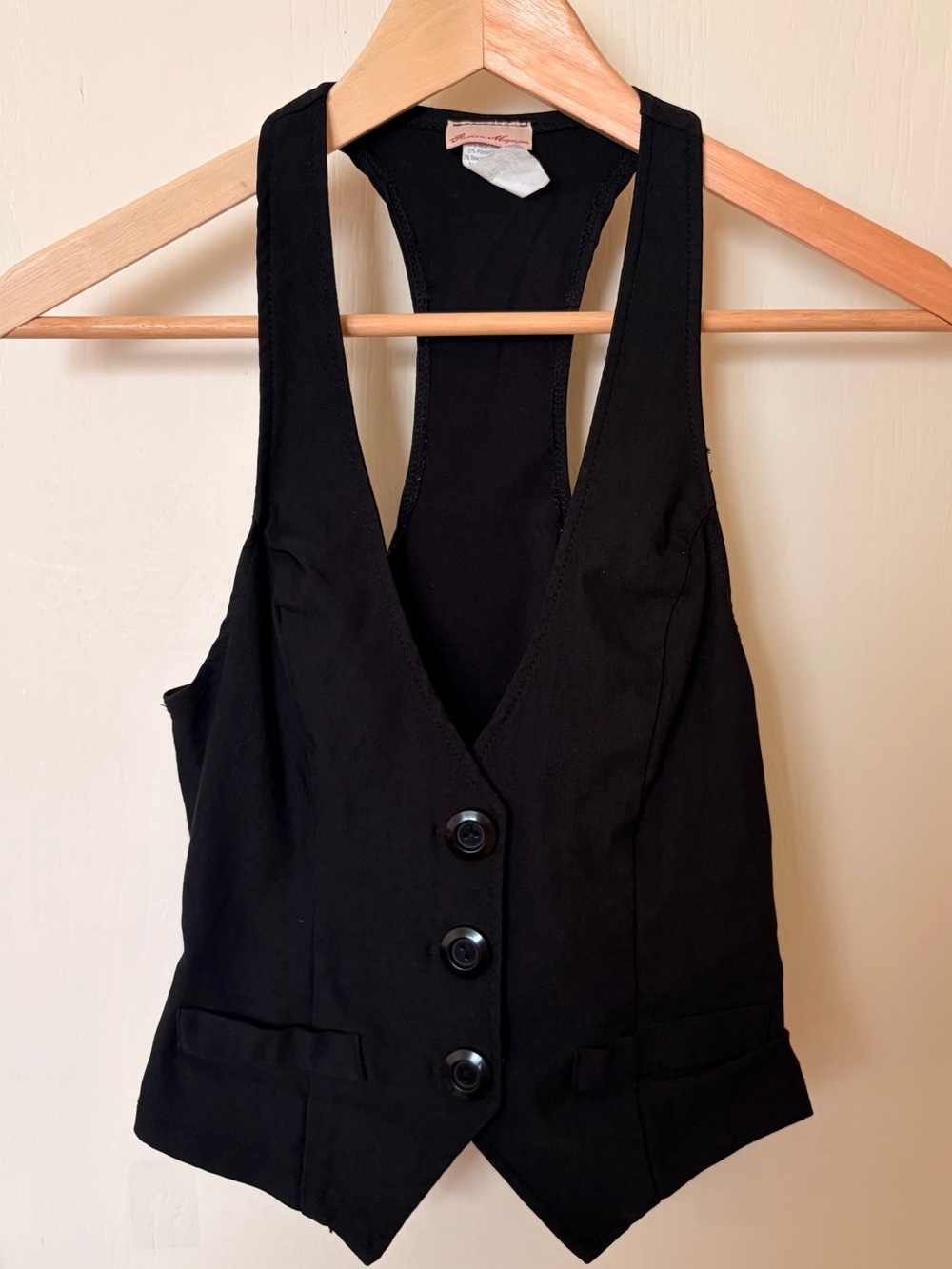 Fashion Magazine Black Tailored Racerback Vest Waistcoat Size XS